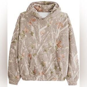 New Camo Maple Leaf Branch Hoodie Baggy Fleece Sweatshirt Pullover Hunter Unisex